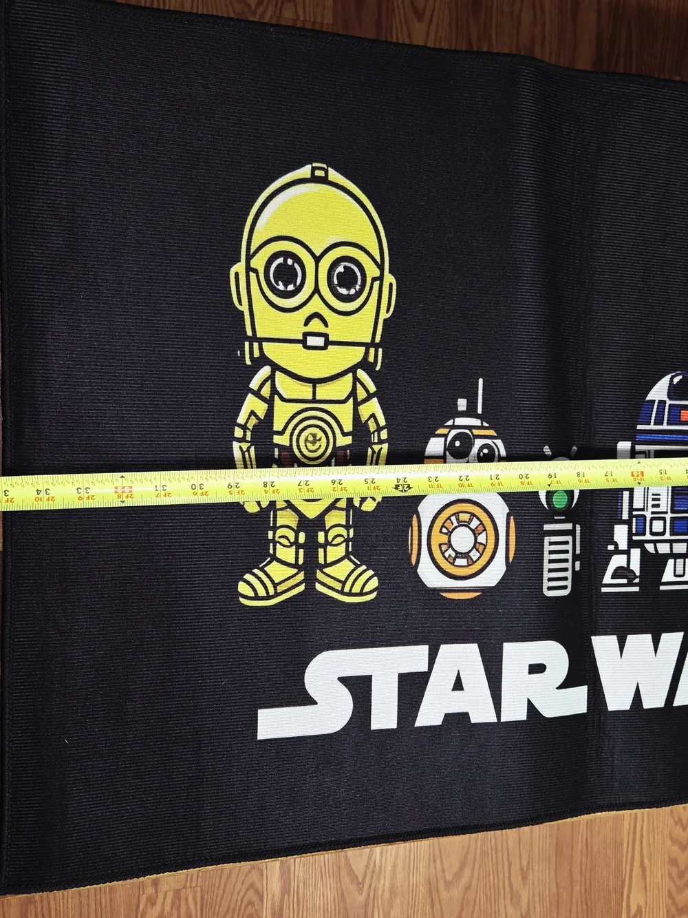 Black Star Wars Droid Graphic Rug - C-3PO, R2-D2, BB-8